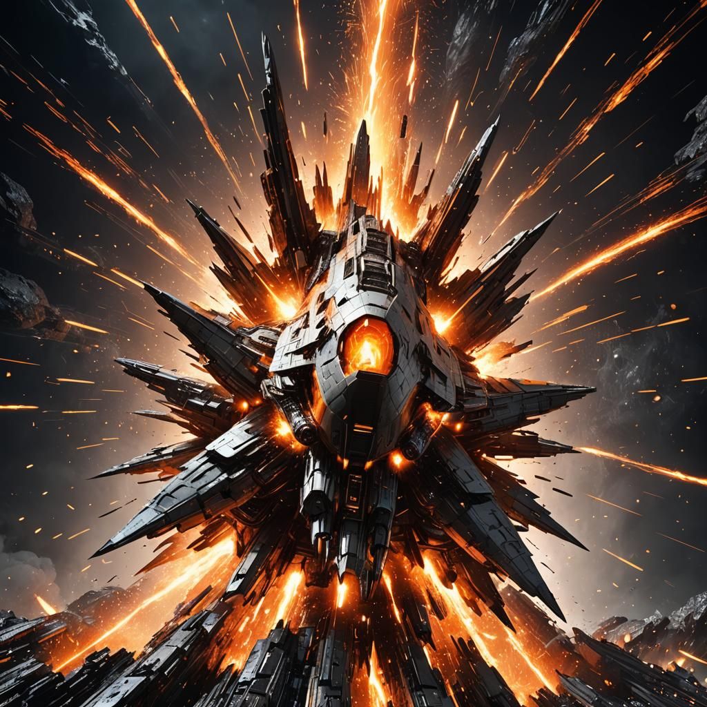 Molten Metal Spaceship in Fiery Flight