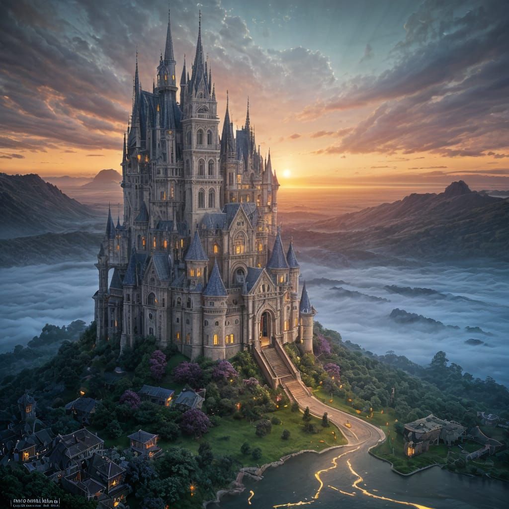 Eldritch Twilight Over Stormy Kaleidoscopic Landscape