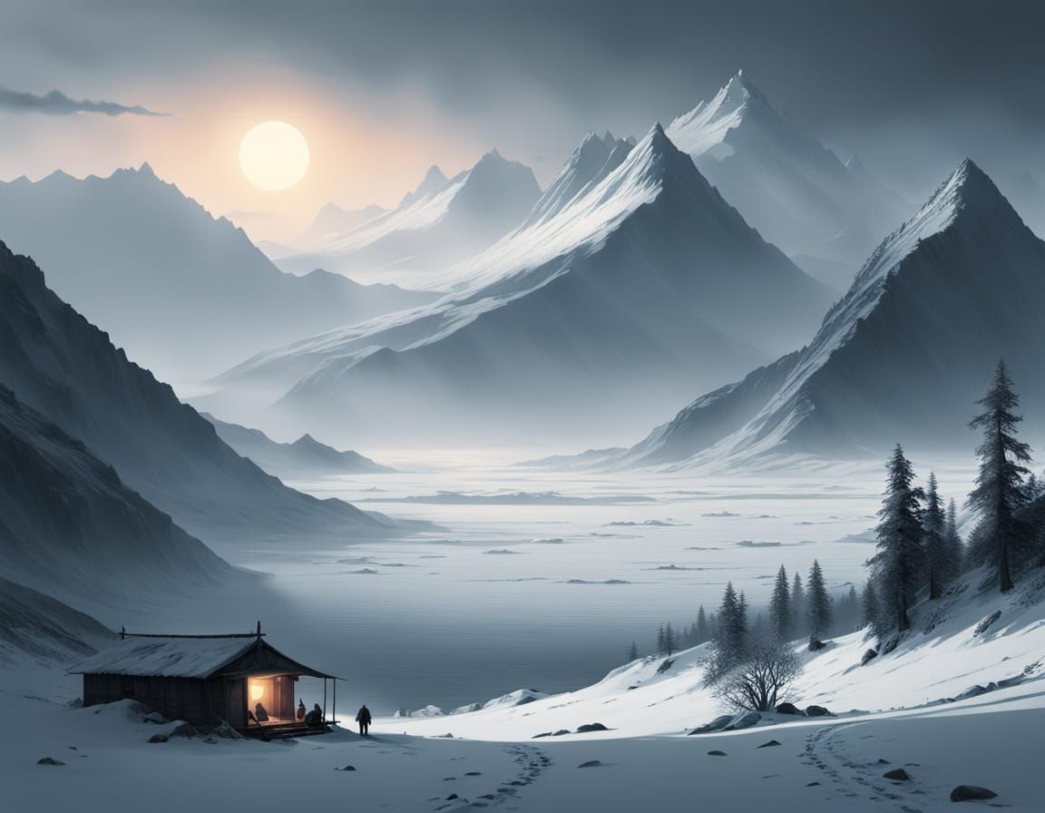 Surreal Arctic Landscape Under Golden Sunlight