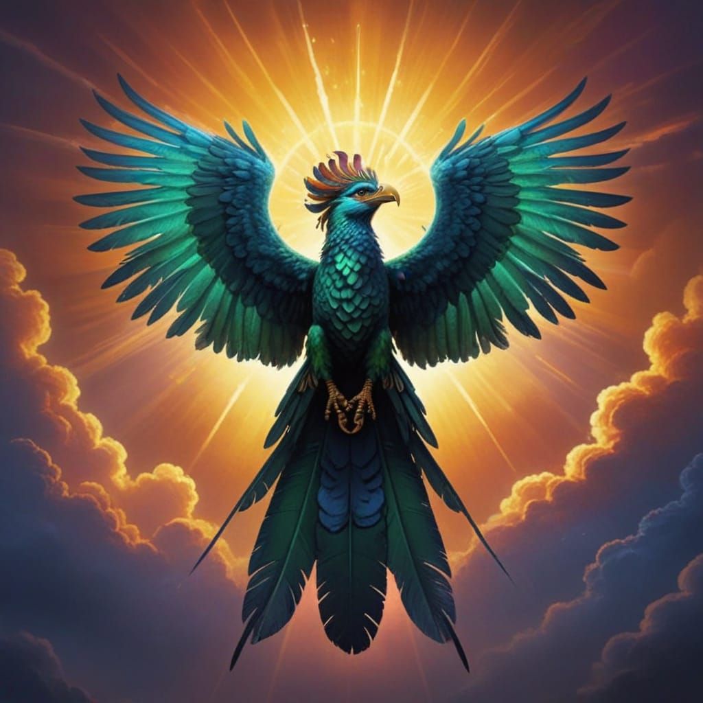 Legendary Quetzalcoatl: Majestic Feathered Serpent Bird