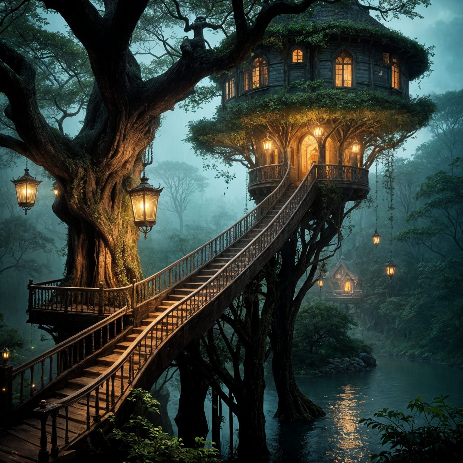 Dreamy Treehouse in a Whimsical, Rococo-Inspired Paradise