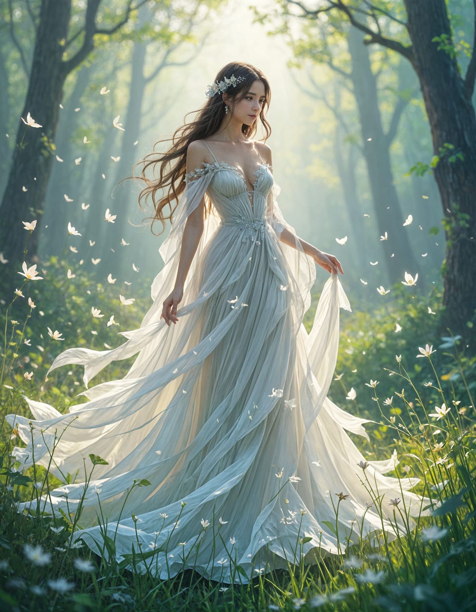 Mystical Forest Spirit in Ethereal Impressionist Style