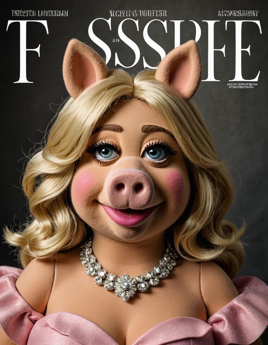 Miss Piggy Fashion Magazine Cover: Muppets Portrait