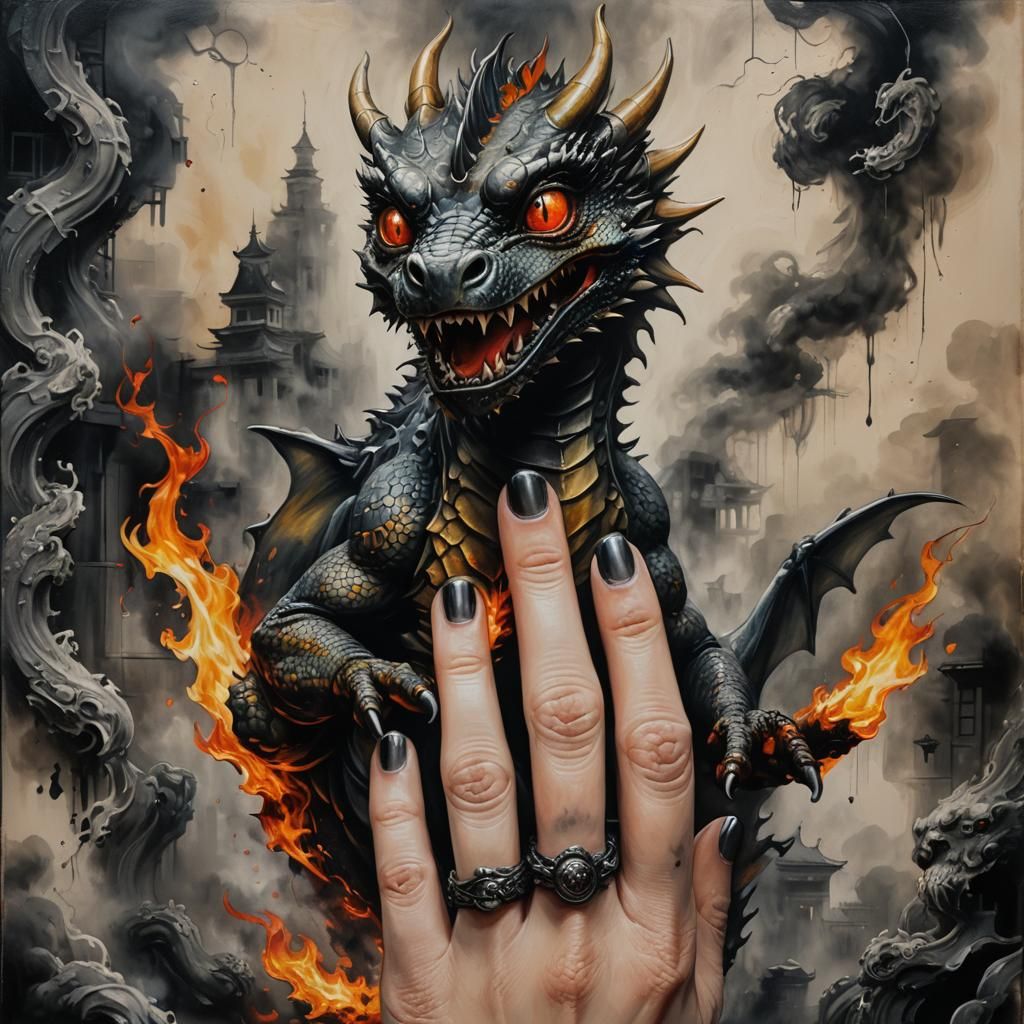 Baby Fire Dragon in Film Noir Style