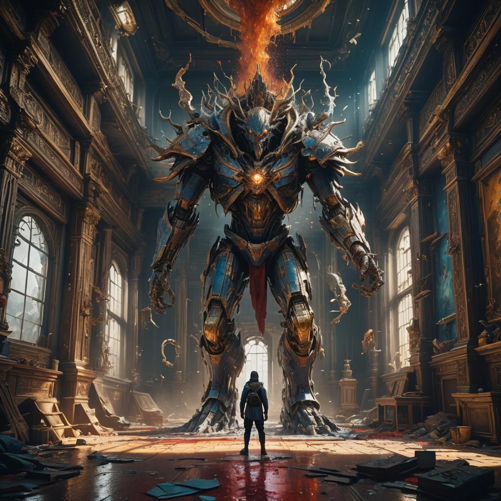 Fantastical Figure in Room: Detailed Matte Painting