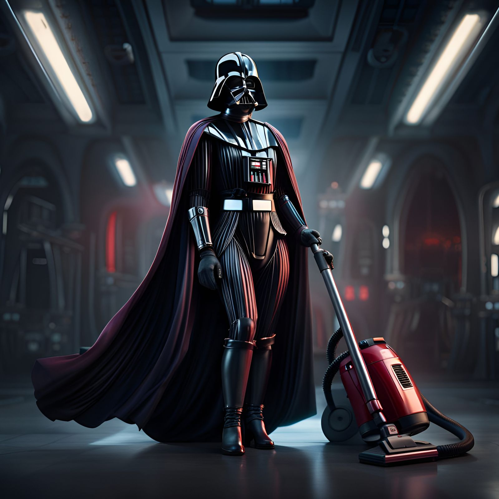 Darth Vader as Woman with Vacuum Cleaner