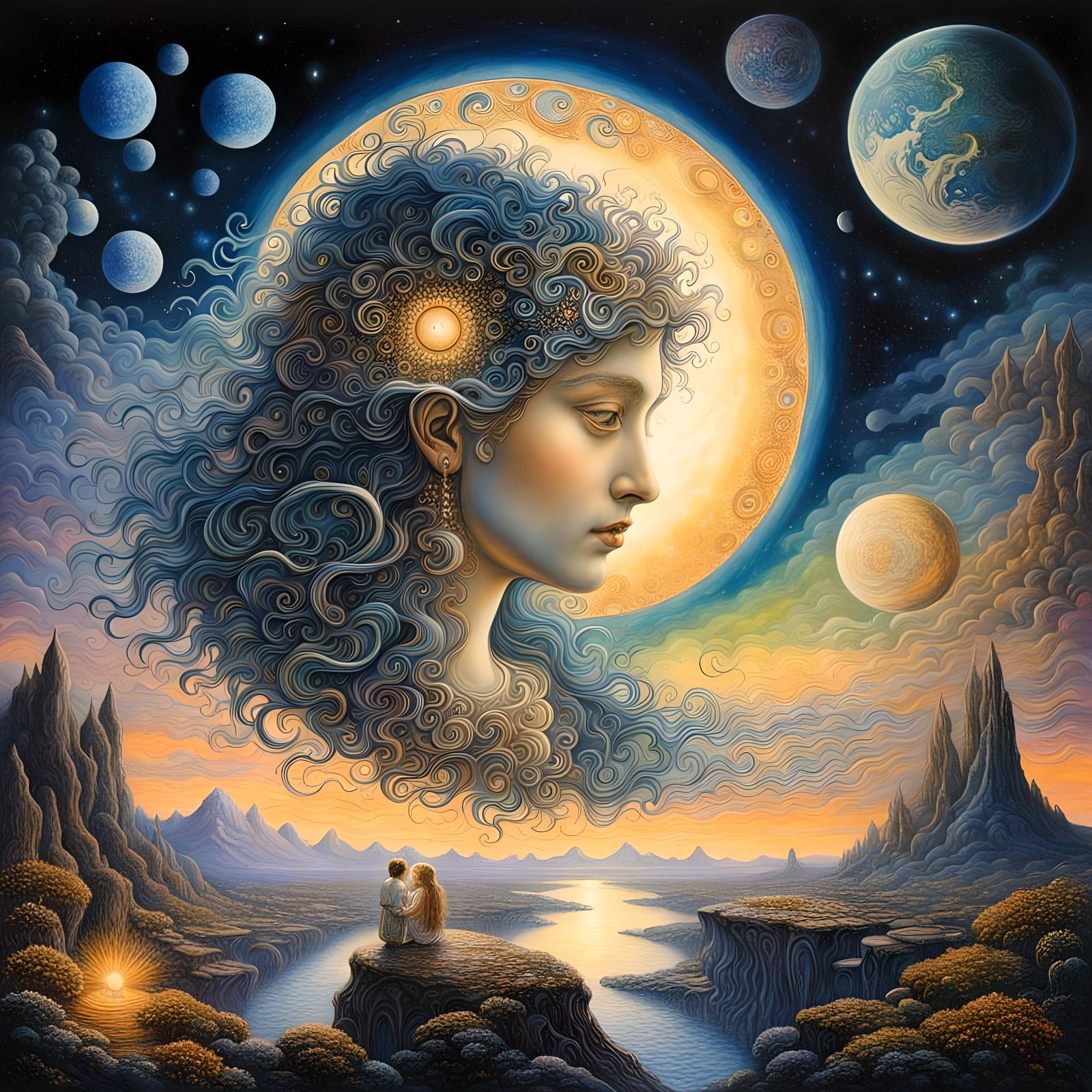 Galactic Moonscape in Gothic Hyperrealism Style