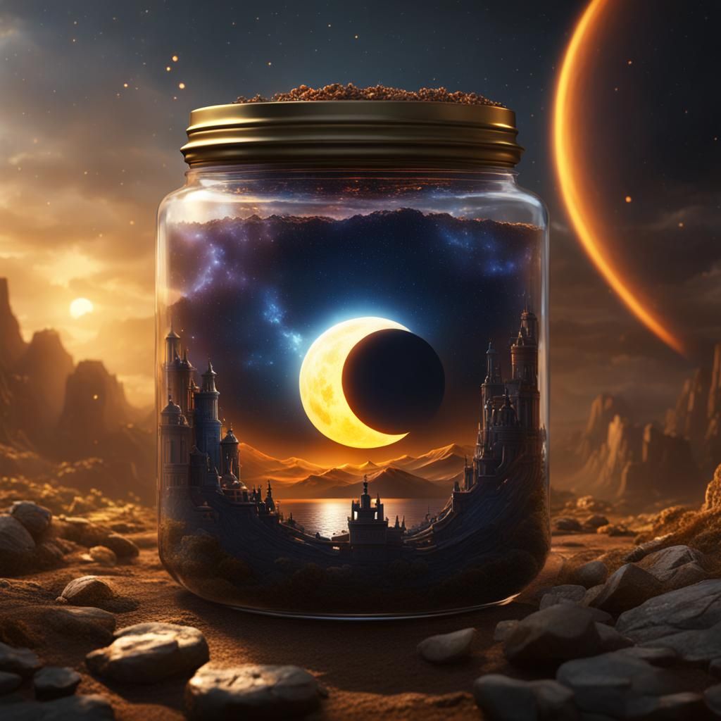 Solar Eclipse in a Jar: Fantasy Concept Art