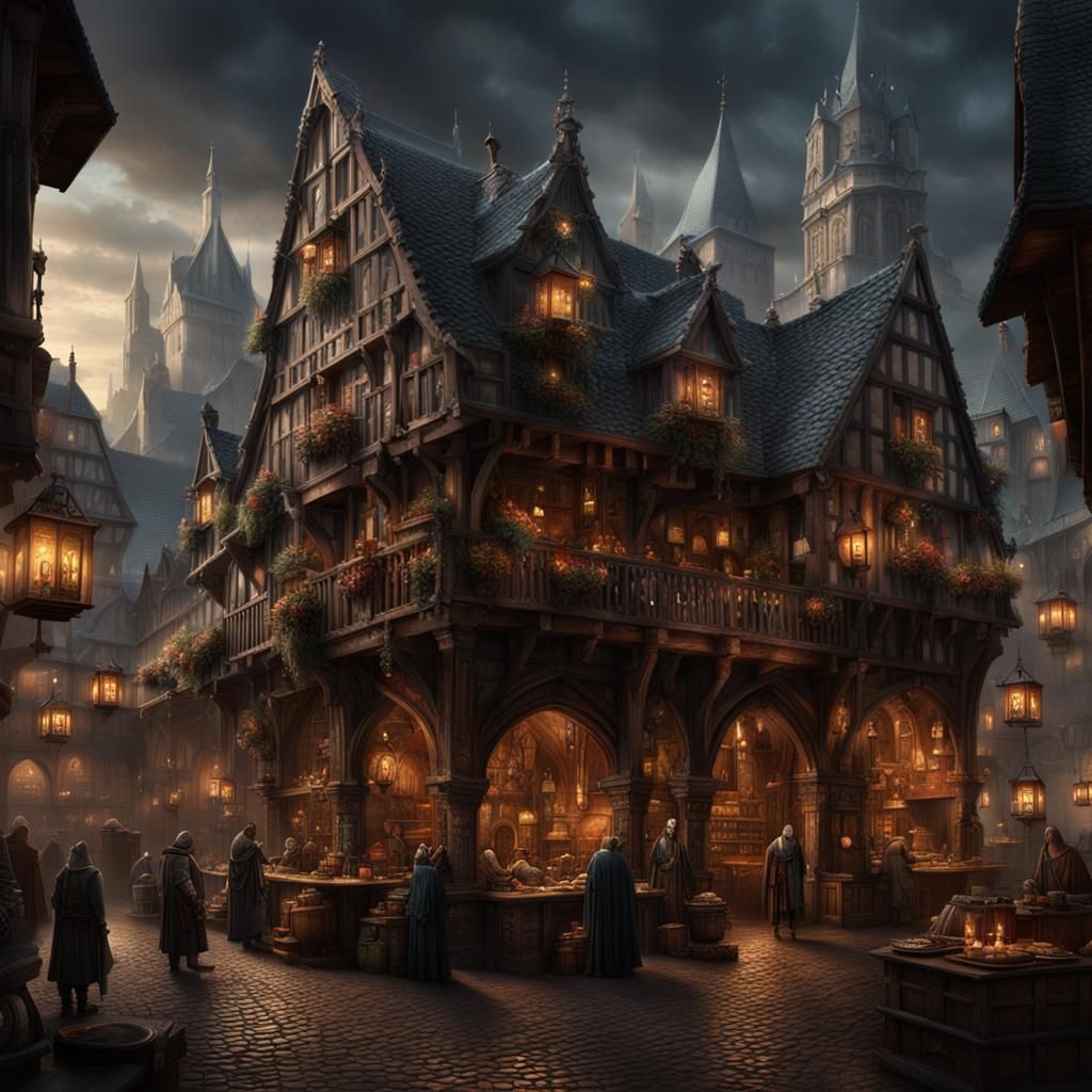 Dark Fantasy Merchants Guild in Medieval German Style