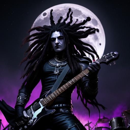Vampire Rockstar Performing Under the Moon