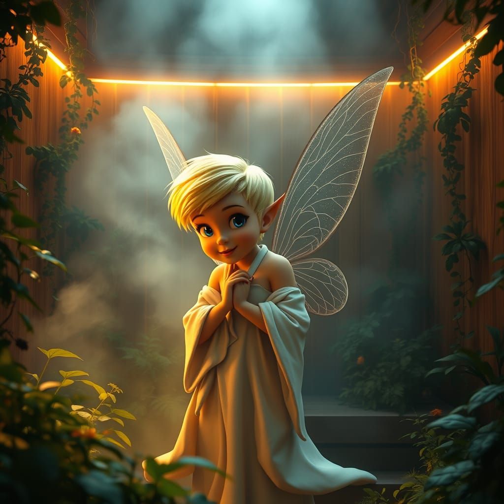 Tinkerbell in a Misty Sauna: Matte Painting