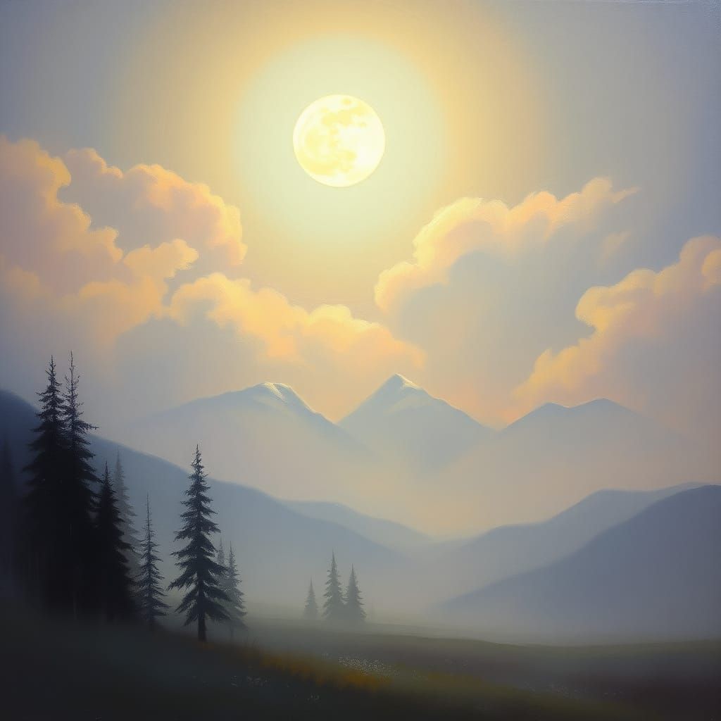 Tranquil Lunar Landscape in Romantic Style