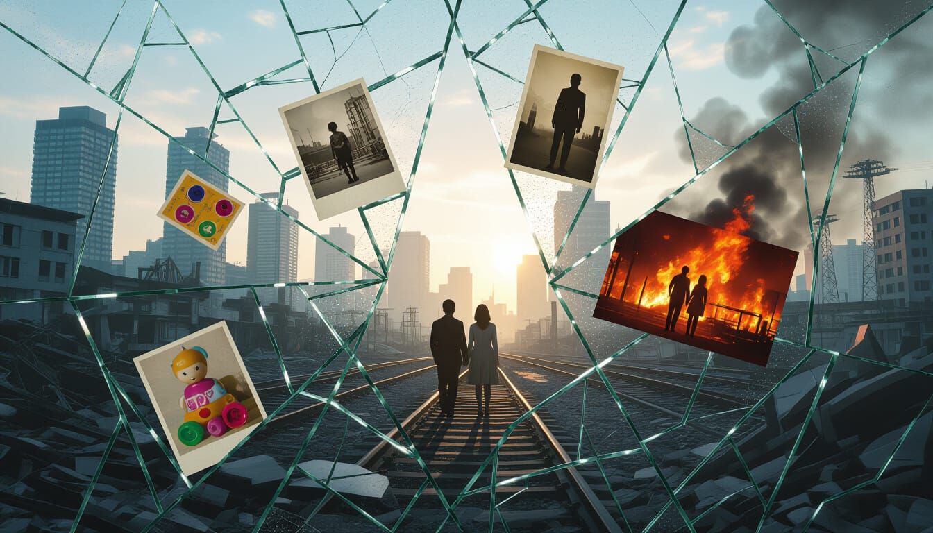 Post-Apocalyptic City Through Shattered Glass