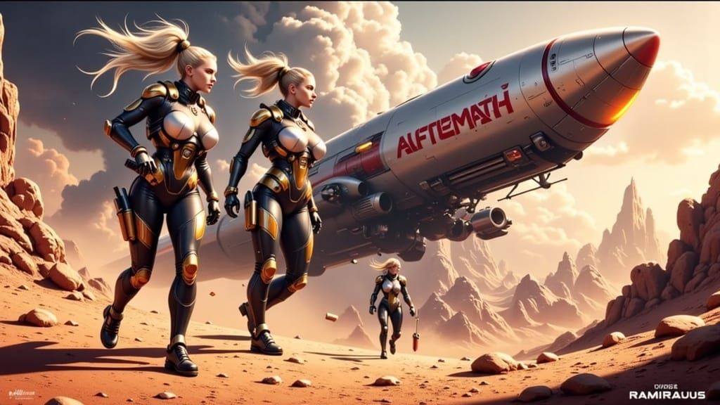 Retro-Futuristic Space Crash on Desert Planet