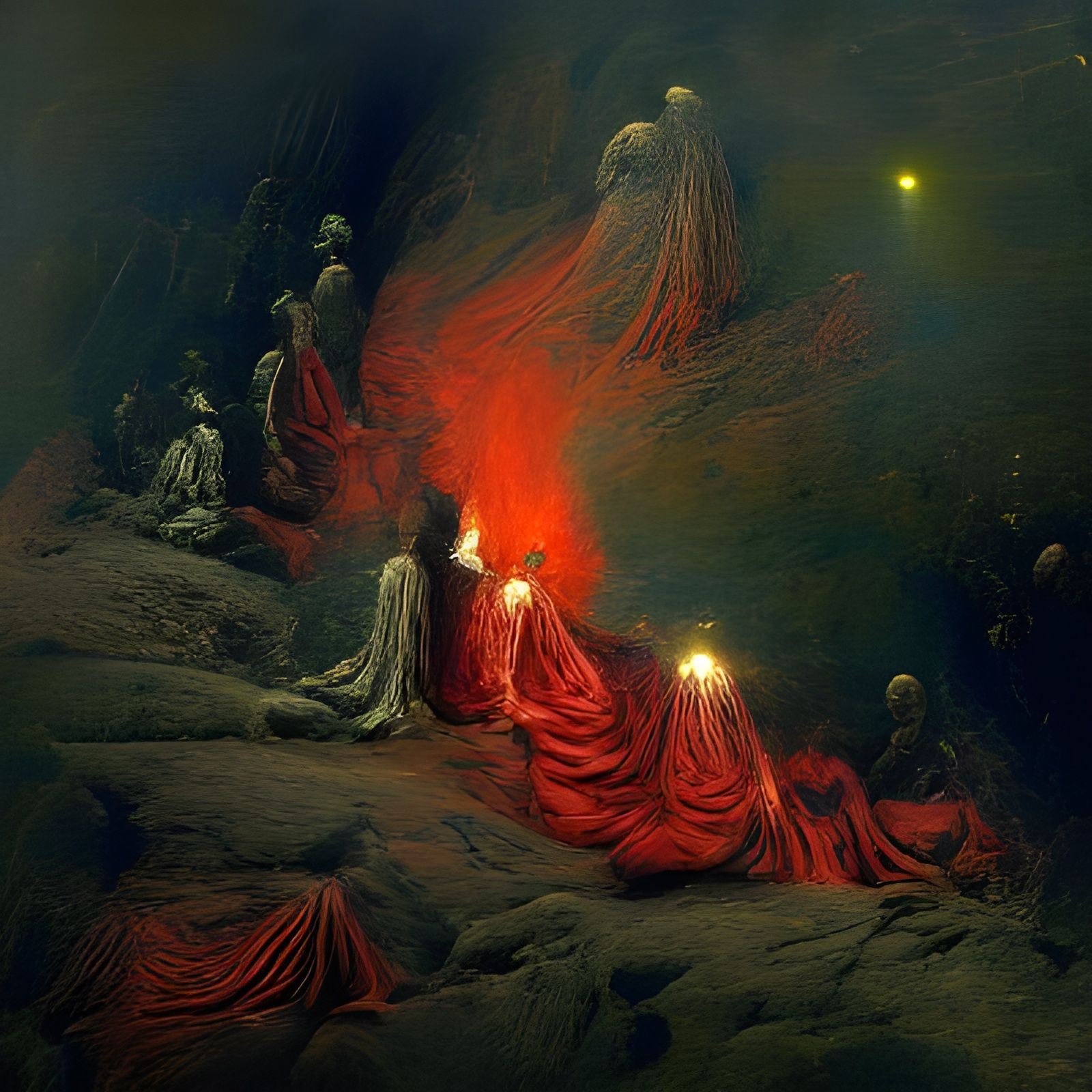 Glowing Embers in Gustave Doré Style