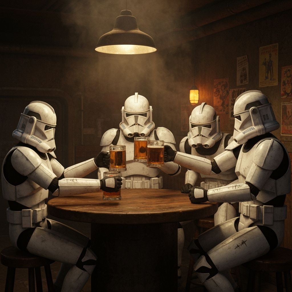 Clone Troopers Relaxing at Bar in Cinematic Style