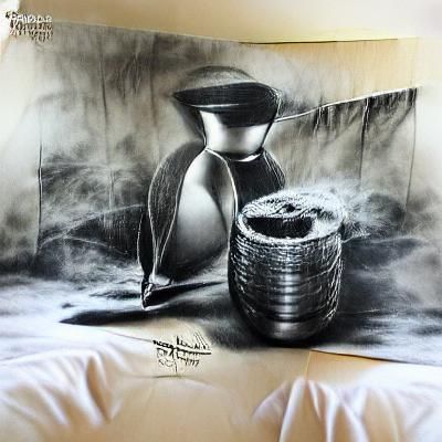 Minimalist Charcoal Sketch on White Paper