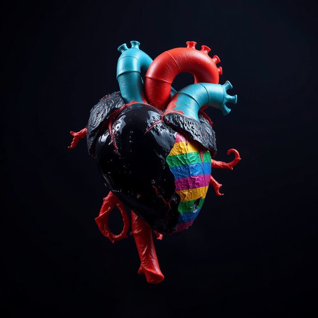 Vibrant Rainbow Heart in Hyperrealistic Style