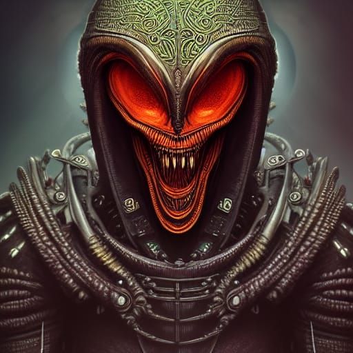 Alien Cultist in Siege Gear: Dark Fantasy Portrait