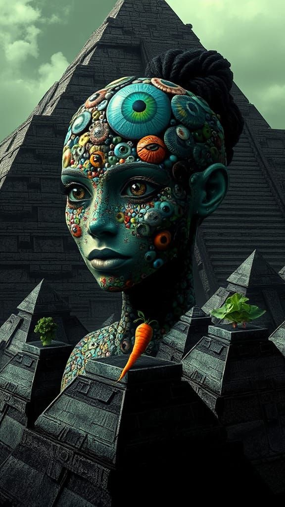 Guard of Ancient Secrets in Vibrant, Otherworldly Mosaic Ski...