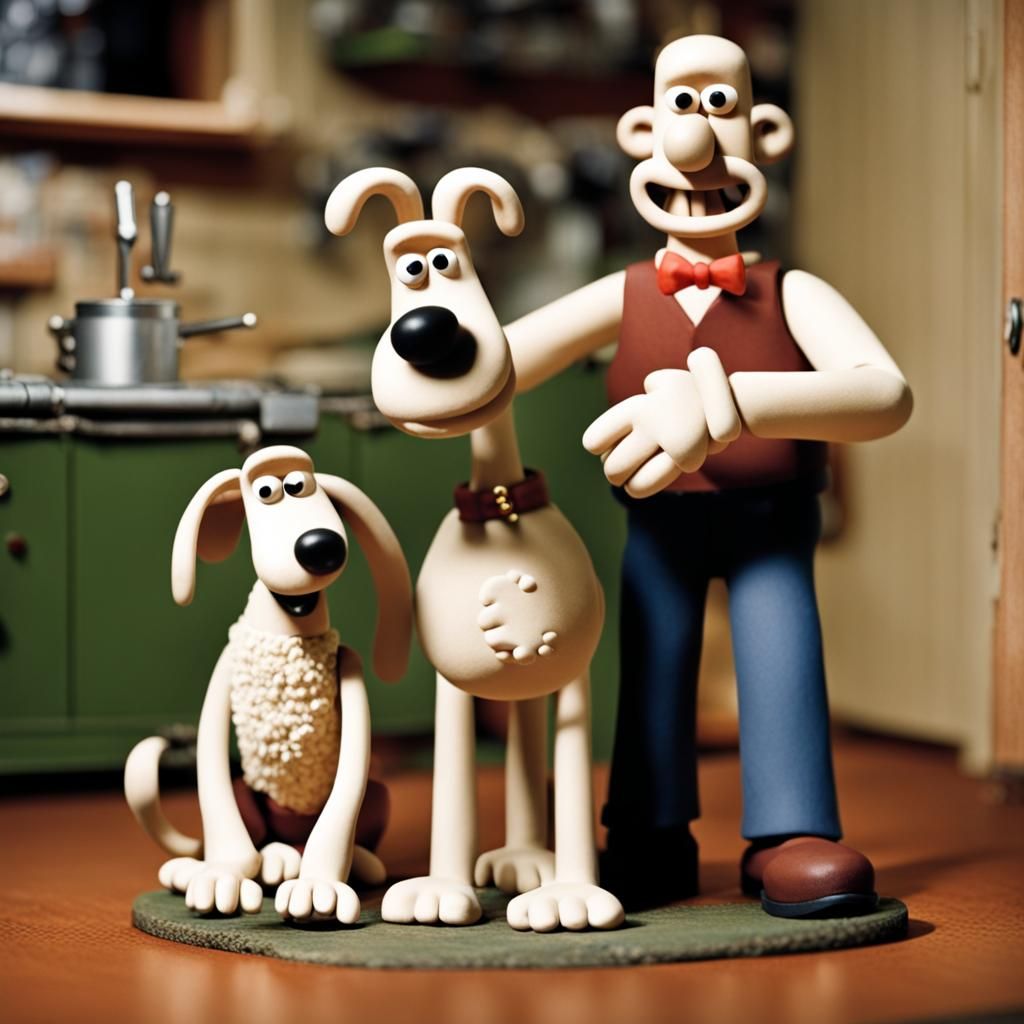 Wallace and Gromit in Claymation Style