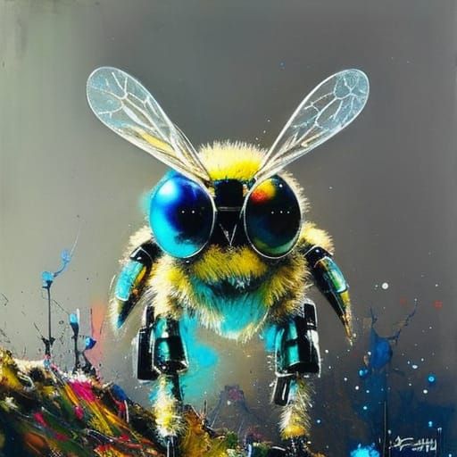 Cutest Mecha Bee with Doe-Eyes in Textured Speedpaint