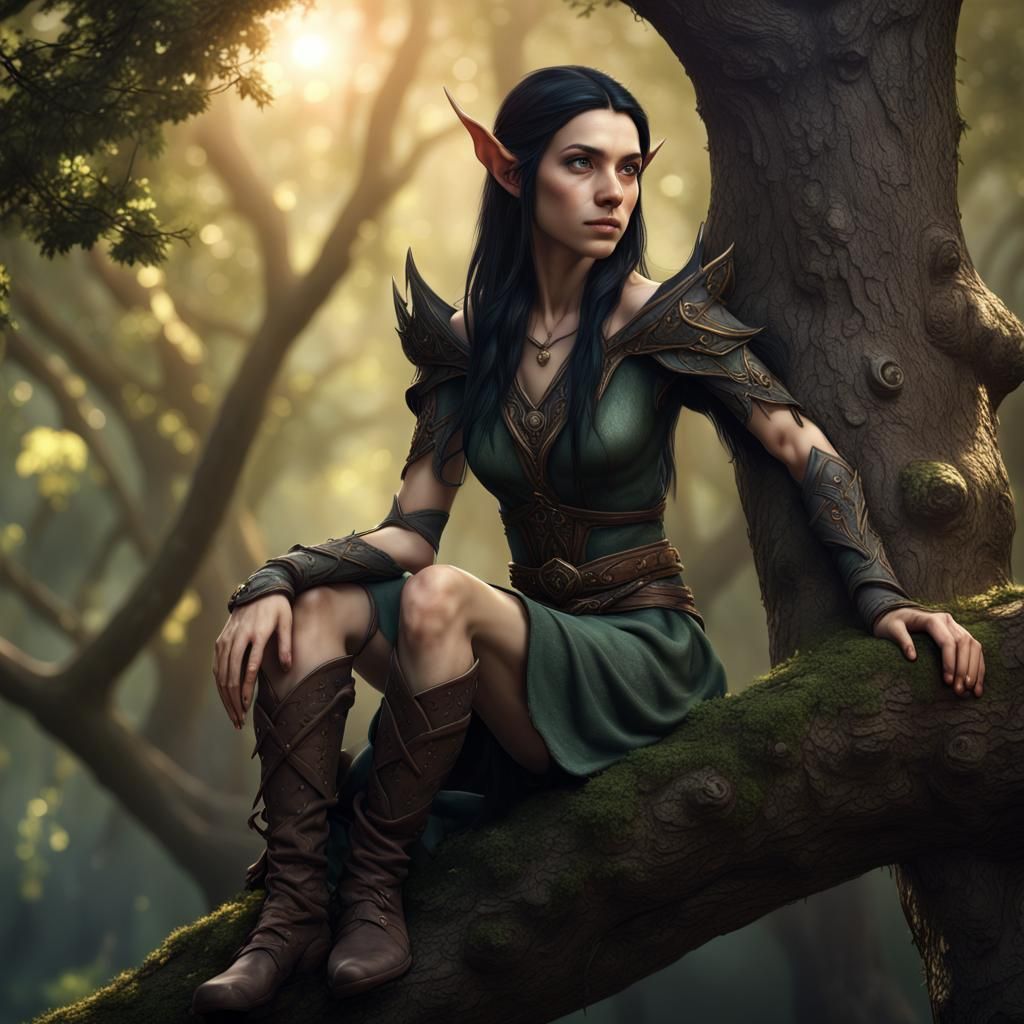 Elven Woman in Tree: Fantasy Art in Unreal Engine