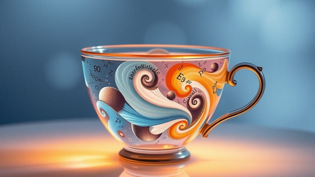 Mathematical Equation Cup in Dreamlike, Whimsical Style