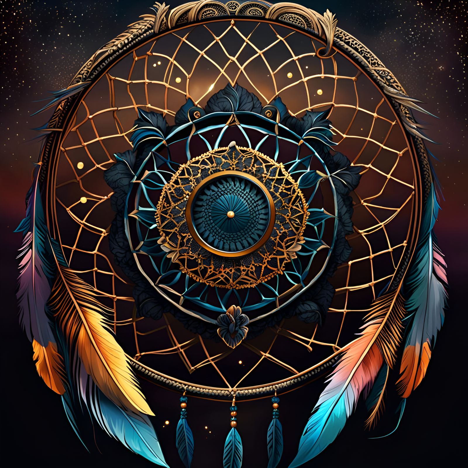 Detailed Dreamcatcher Against Sunset Sky