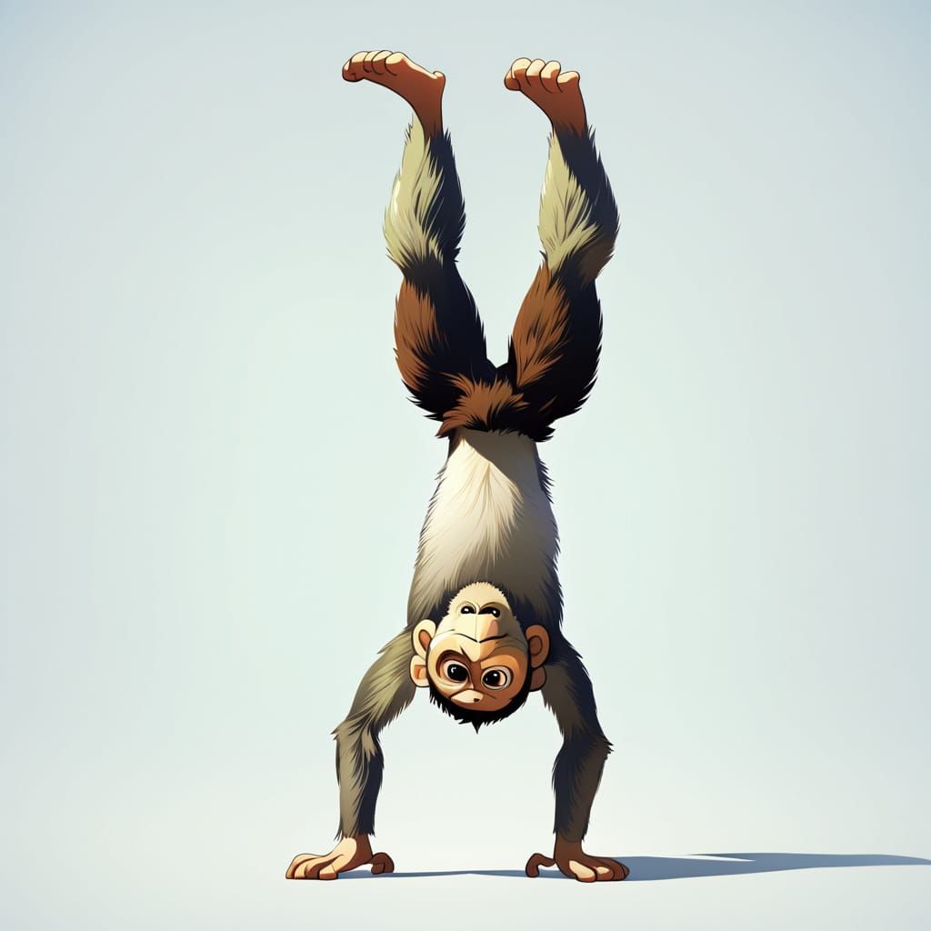 Animated Monkey Handstand: Cartoon Style