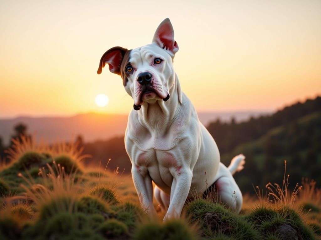 Bull Arab Mix in Morning Sunrise Glow