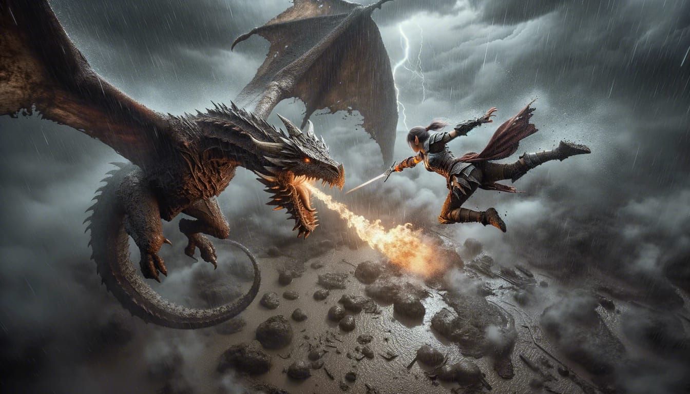 Epic Dragon Battle Scene