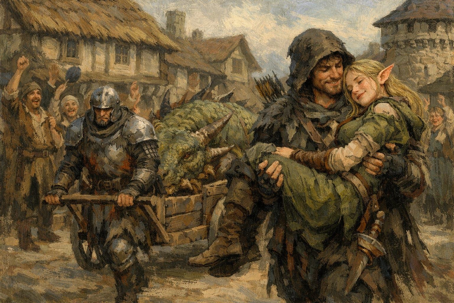 Dragon Haul: Adventurers Arrive in Cheering Medieval Village