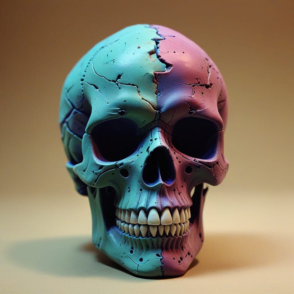 Psychology, surrealism, plasticine, Skull