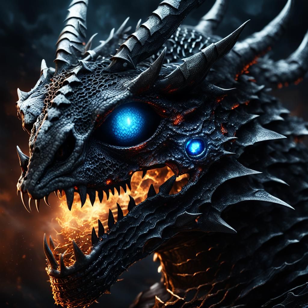 Undead Dragon Portrait in Dark Fantasy Style