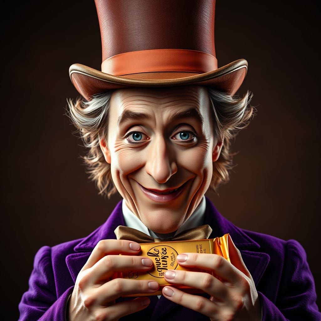 Wonka Presents Golden Chocolate in Opulent Portrait