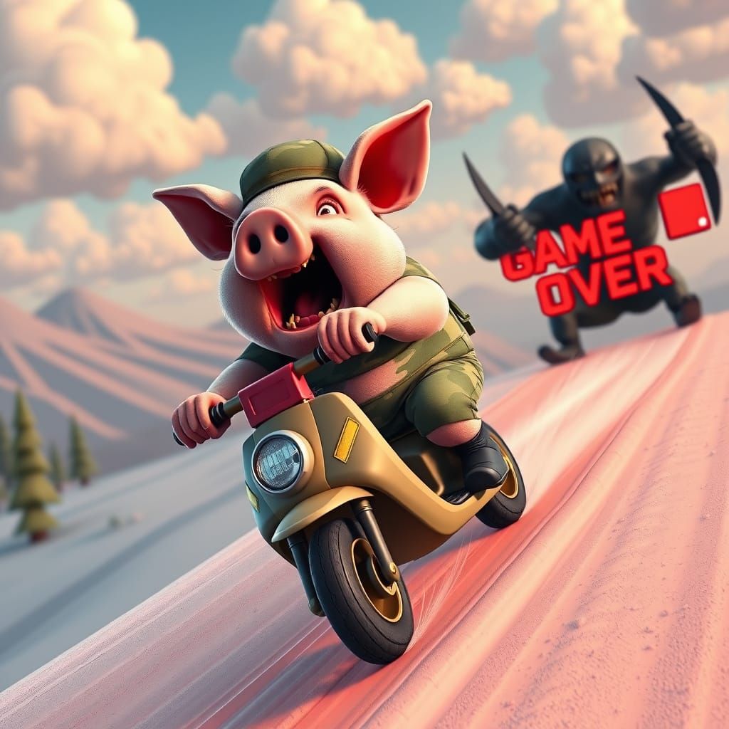 Cartoon Pig's Wild Ride: 3D Videogame Adventure