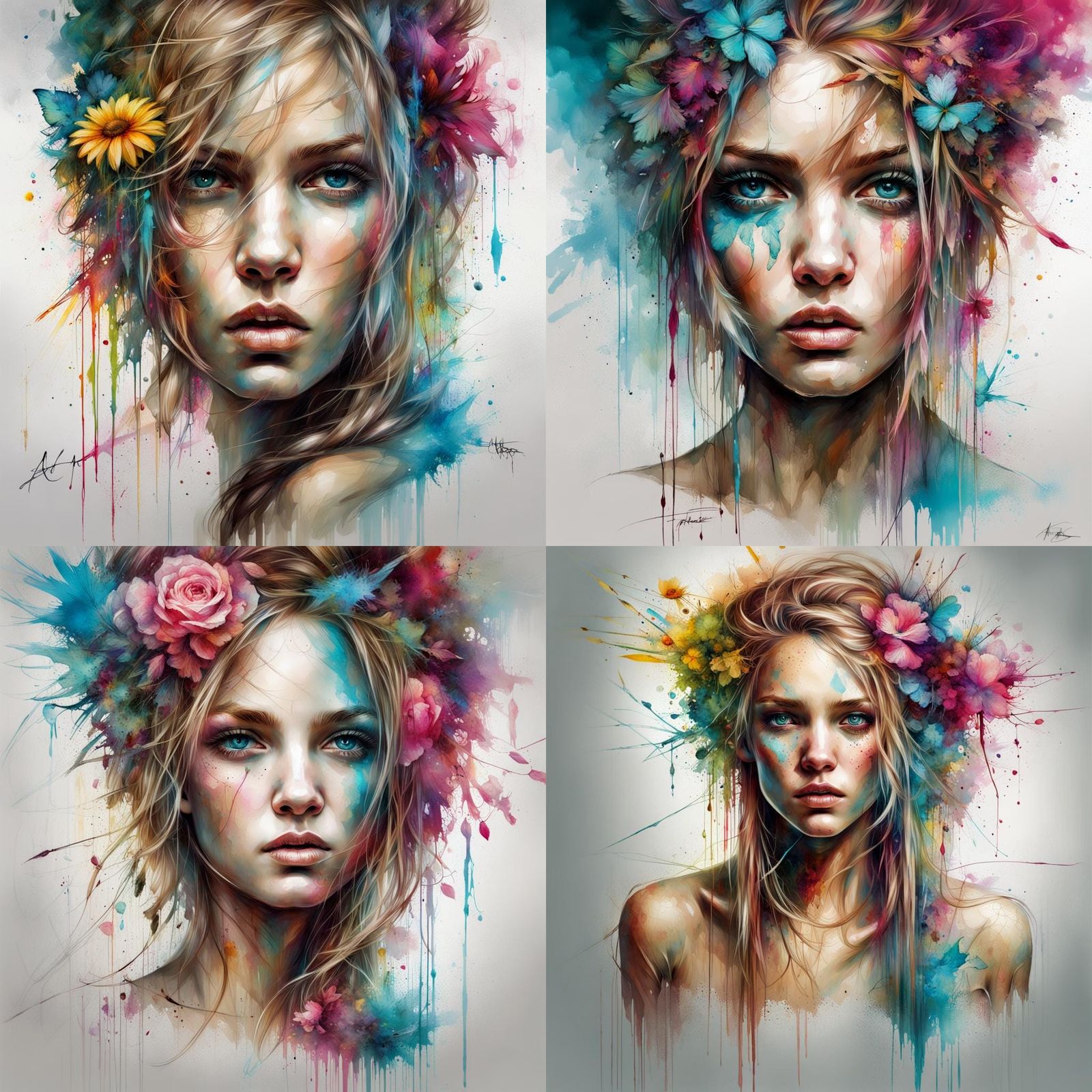 Abstract Portrait in Mixed Artistic Styles