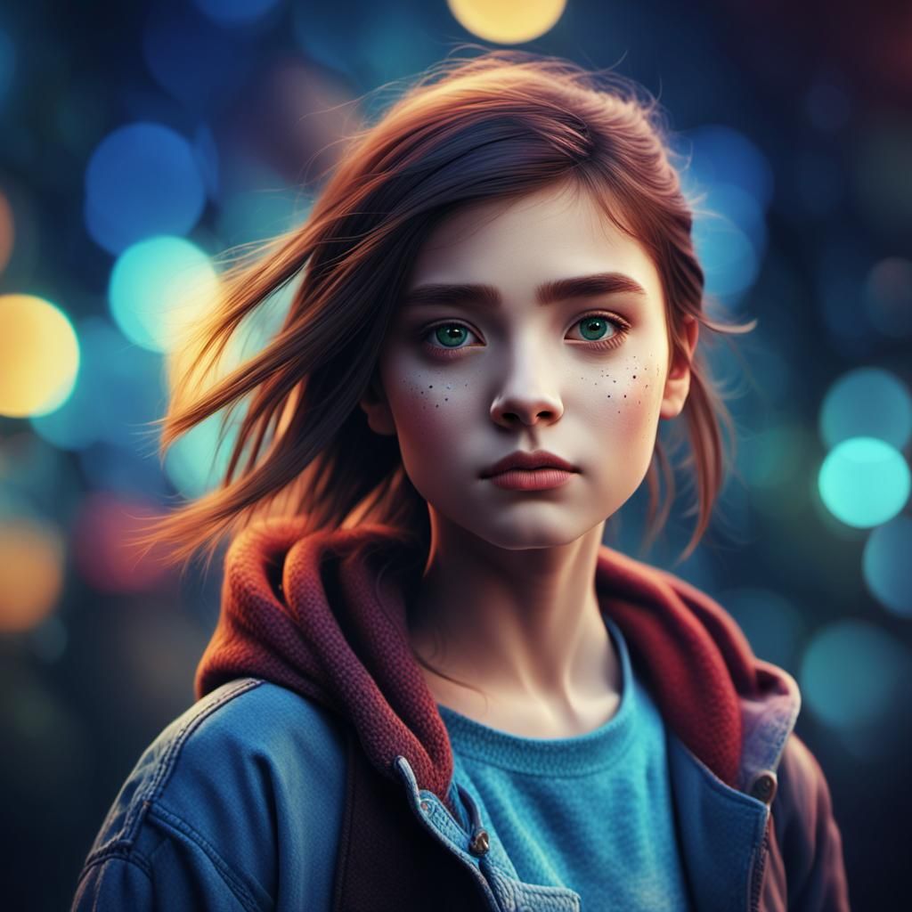 Confident Girl Portrait in Fantasy Concept Art Style