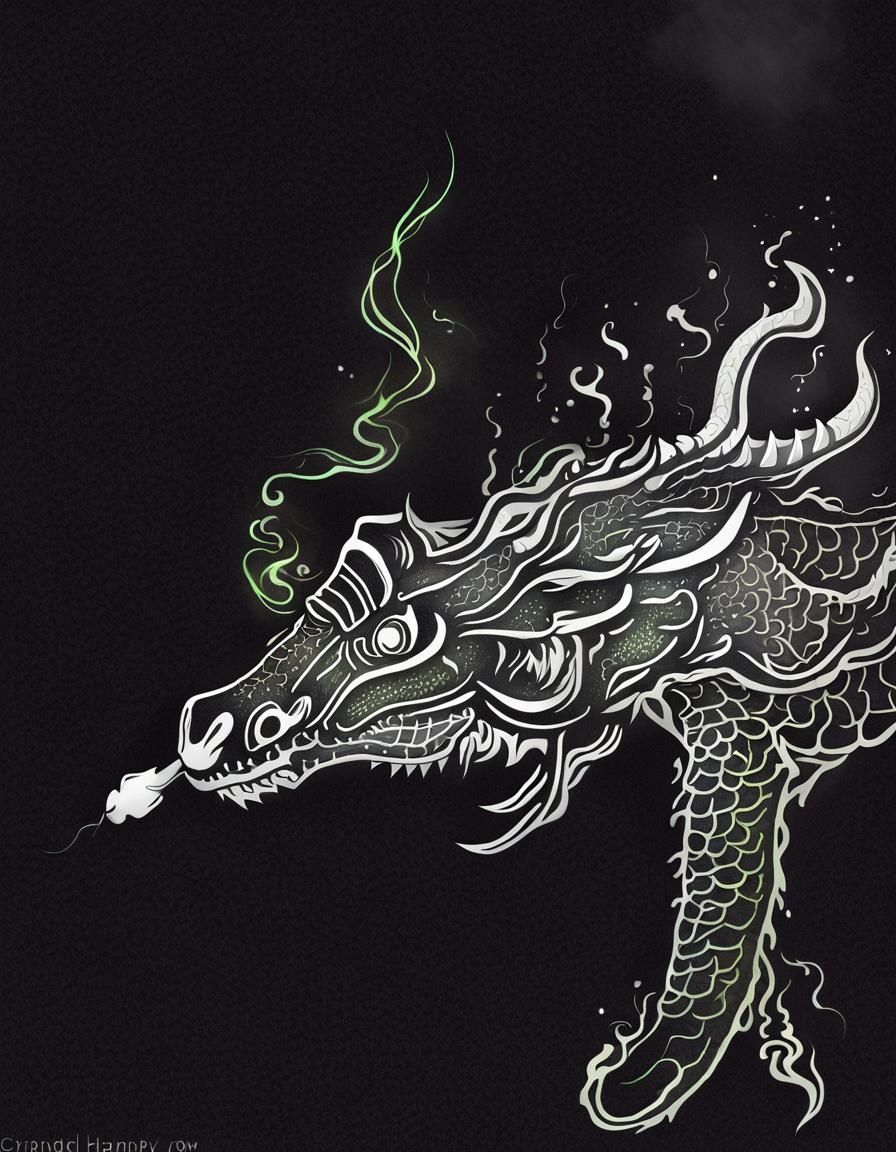 Abstract Glowing Dragon in the Dark