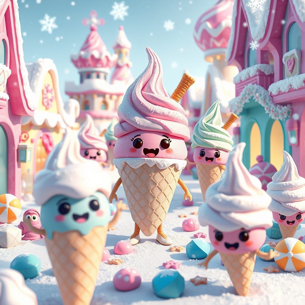 Ice Cream Kingdom: A Candyland Digital Illustration