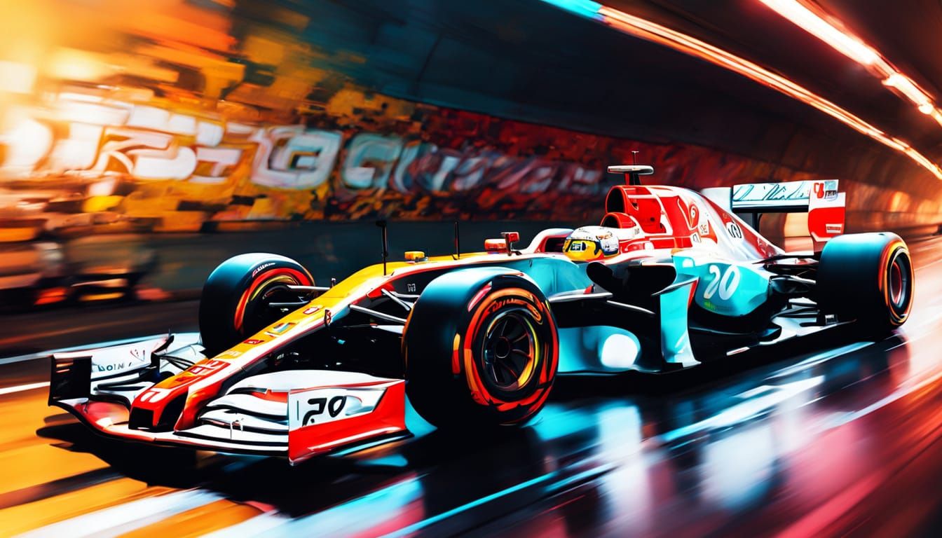 Formula One Car Blazes Through Monaco Tunnel in Neon Glory
