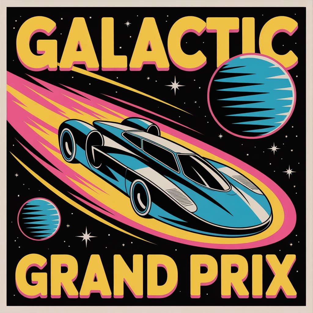 Galactic Grand Prix Poster: Retro-Futuristic Anti-Gravity Ra...