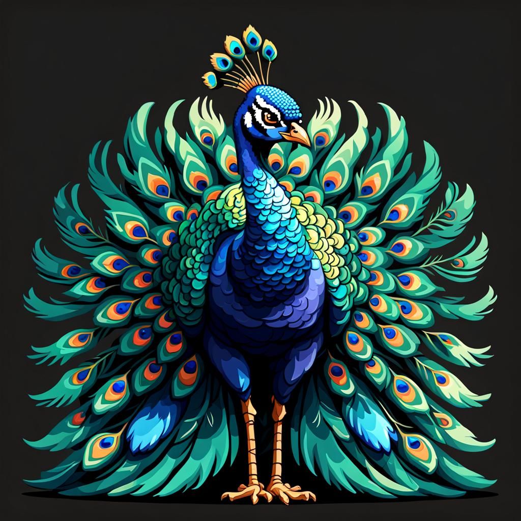 Pixel Art Peacock Game Sprite