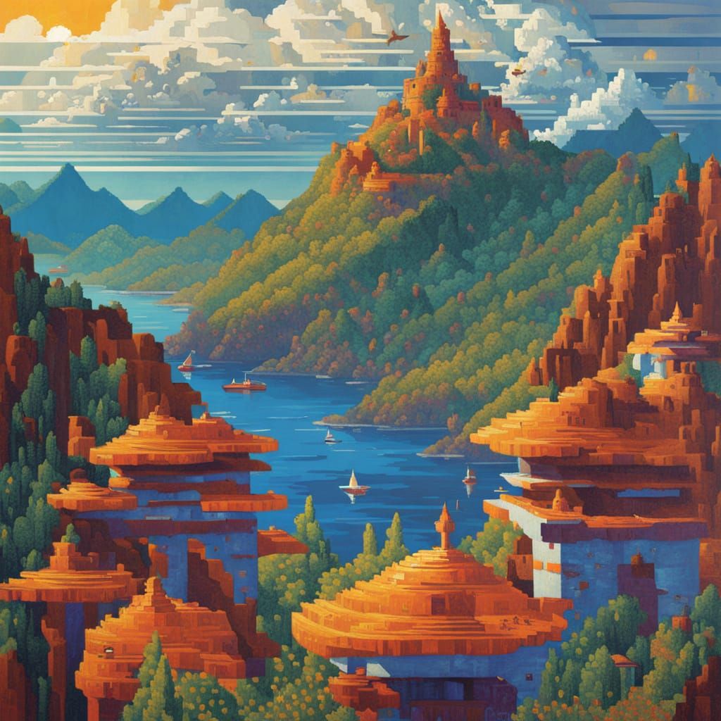 Surreal Panorama of Flying Cloth in a Dreamlike Oil Painting