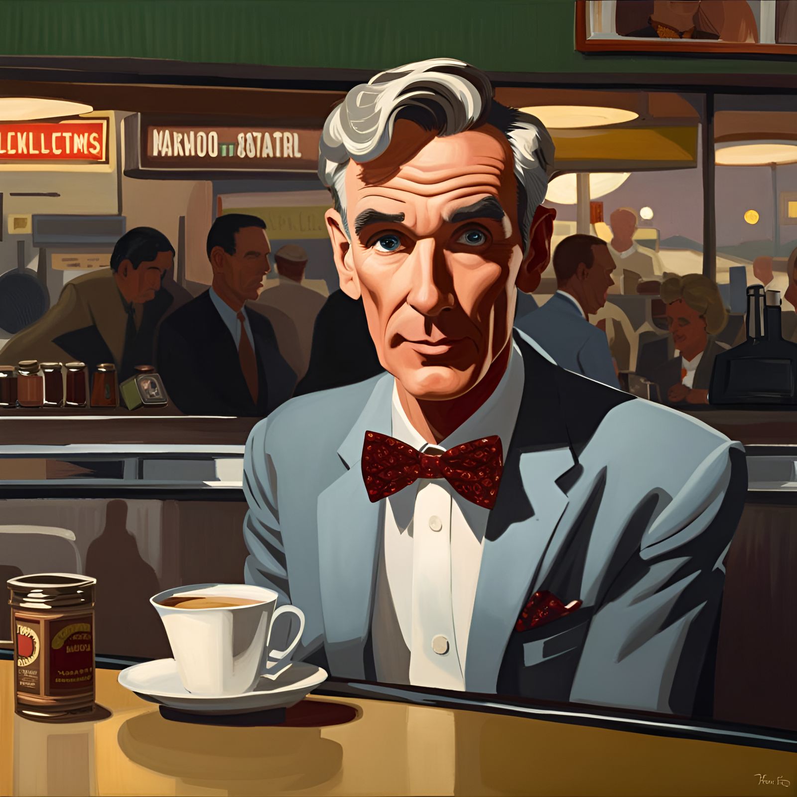 Bill Nye and Marilyn Monroe: American Realism Oil Painting