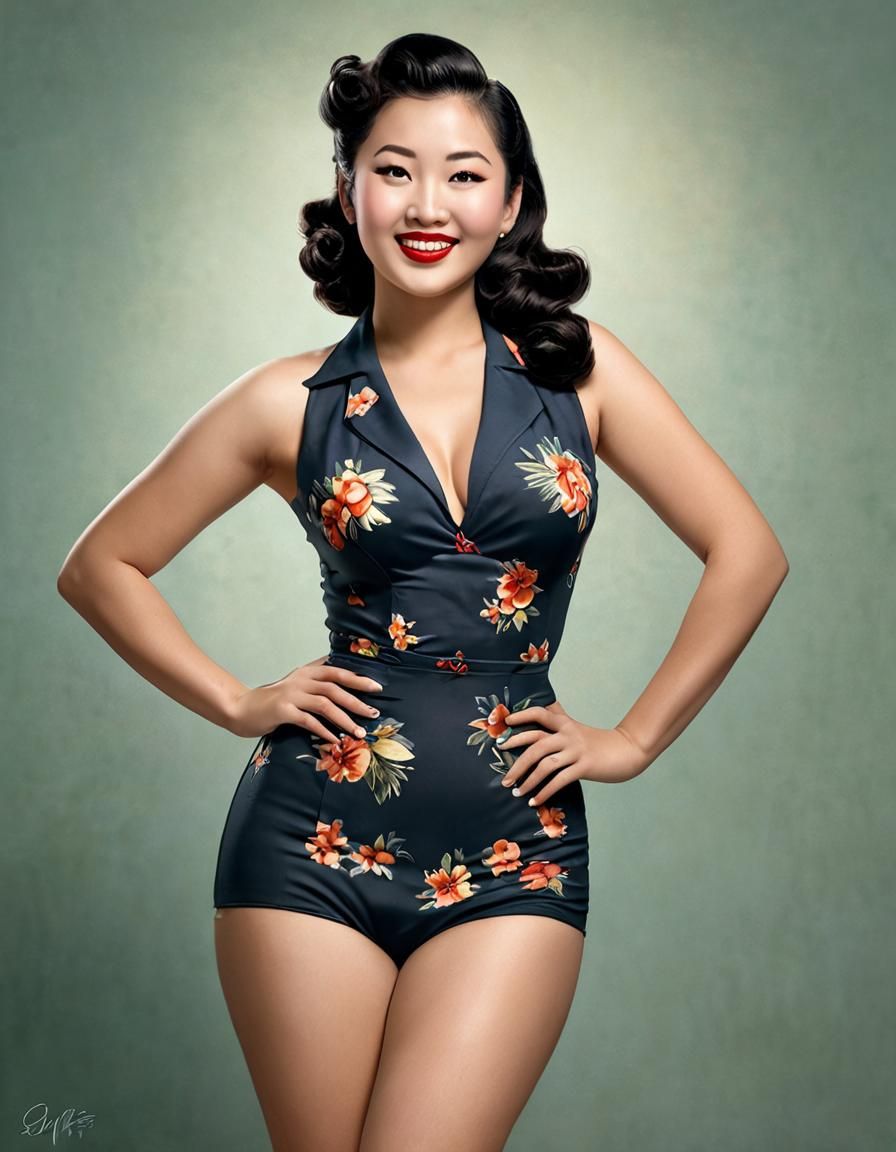1940s Asian Pin-up Girl Portrait
