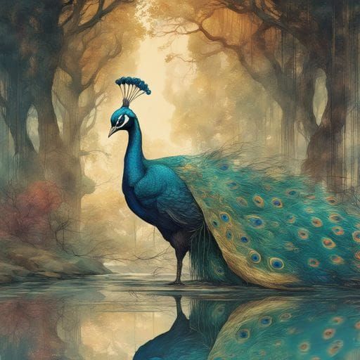 Brilliant Peacock Displaying Feathers