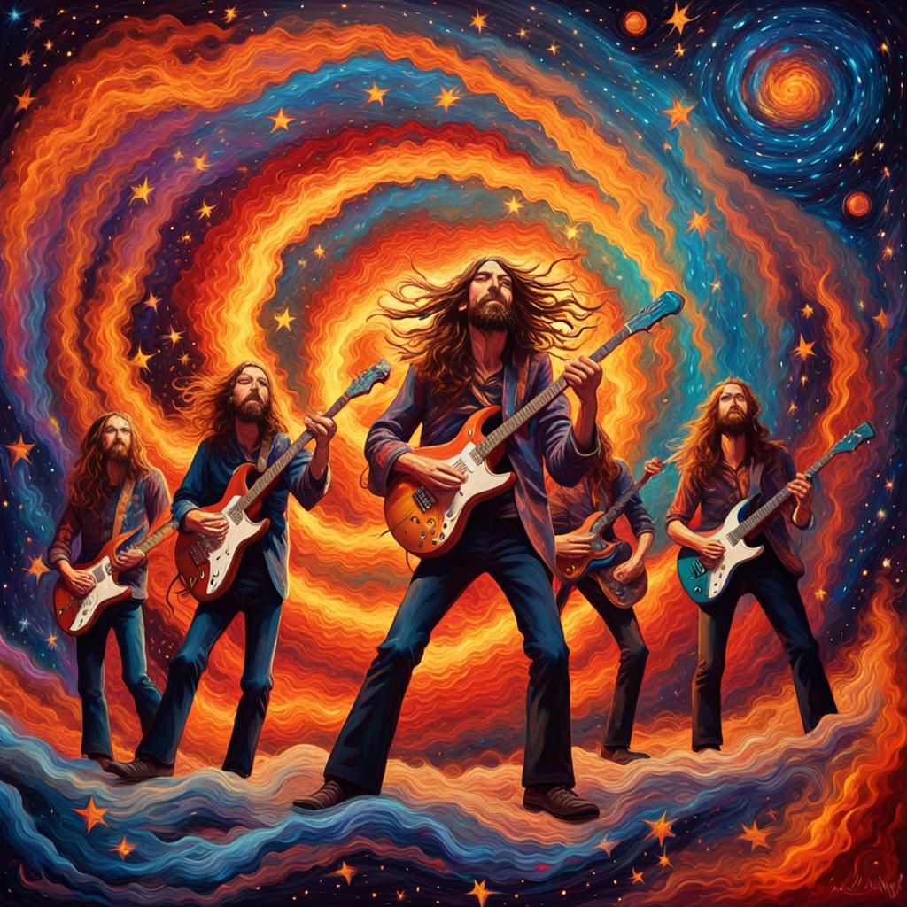 Plasma Flux Band Plays Cosmic Concert in Impasto Style