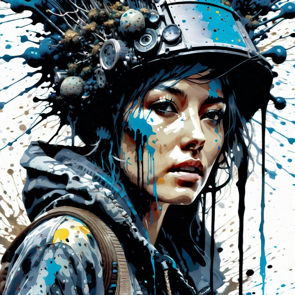 Detailed Ink Splatter Portrait in a Strange Land